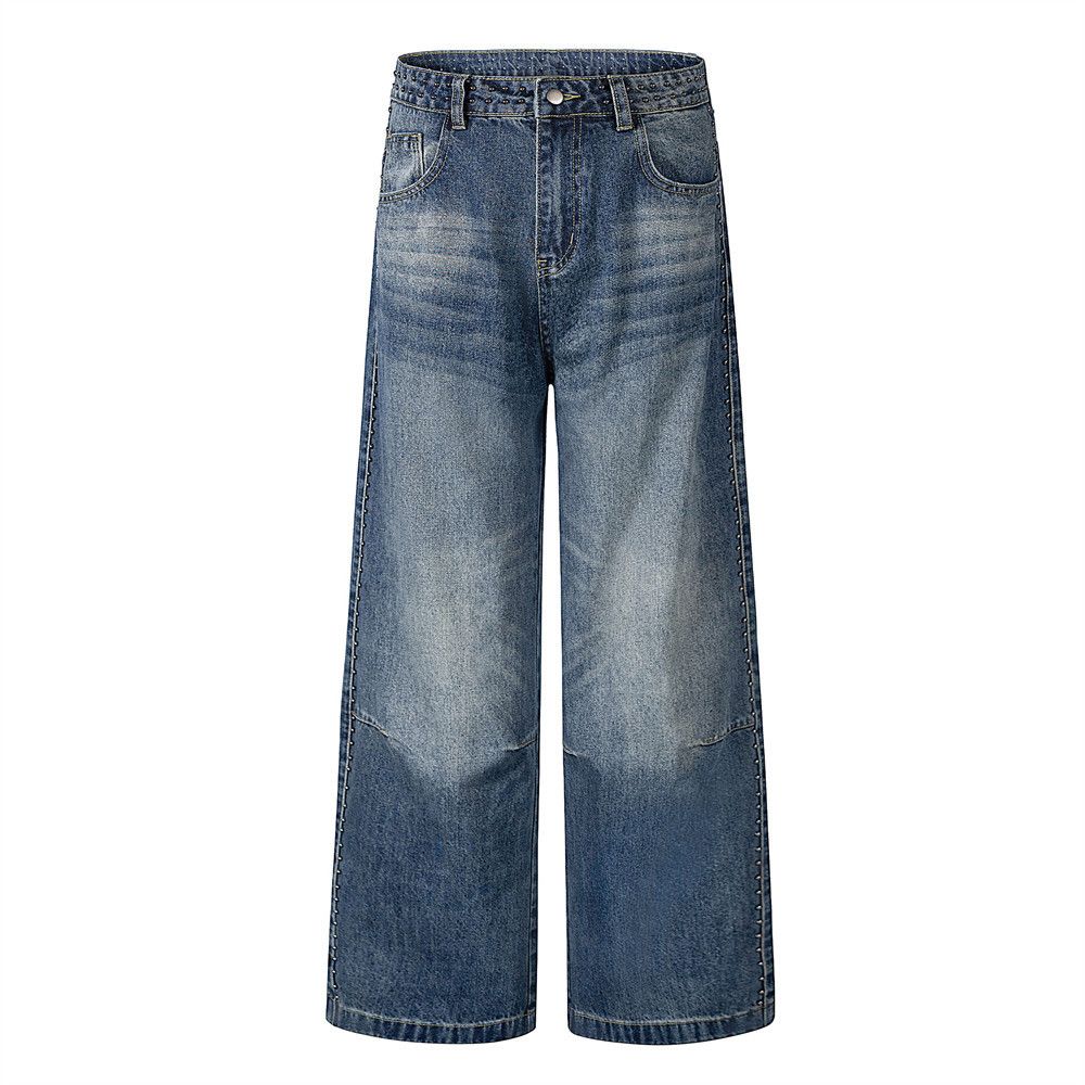 Japanese Brand × Jean Men's hip-hop trendy heavy rivet distressed washed jeans Size US 32 / EU 48 - 1 Thumbnail