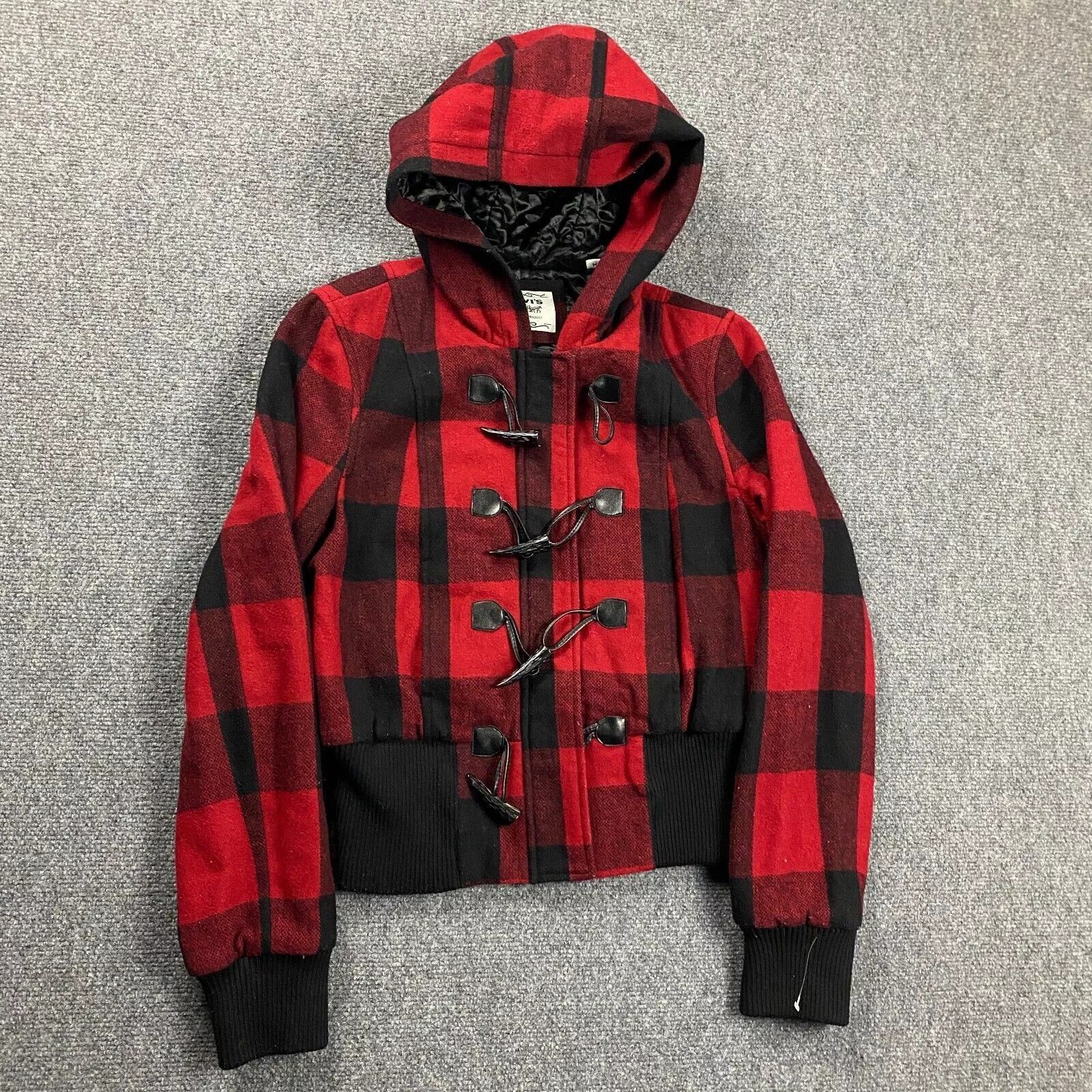 Levi's Levis Coat Women Medium Buffalo Check Wool Hooded Quilt Size M / US 6-8 / IT 42-44 - 1 Thumbnail
