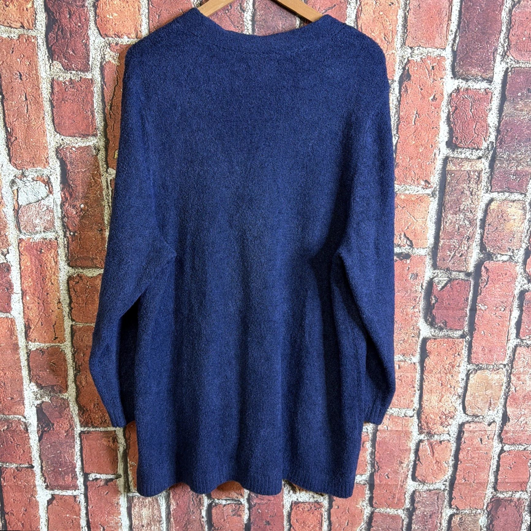 Lands' End Lands End Lands' End Womens V-Neck Blue Cardigan Sweater 2X Button Up Plus Size Cardigan Womens V-Neck Blue 2X Plus Size Pockets 100% Cotton Size XXL / US 16-18 / IT 52-54 - 3 Thumbnail