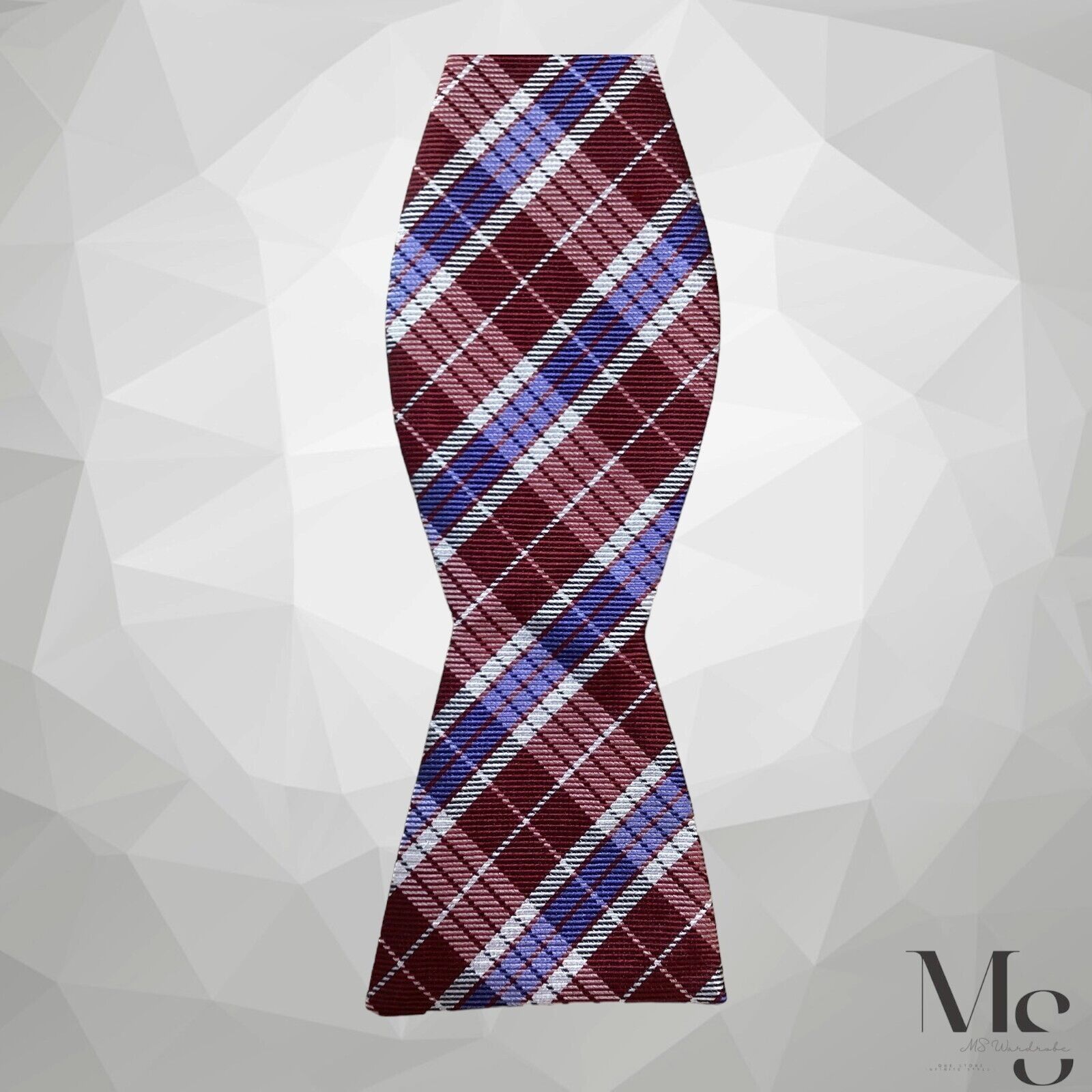 The Tie Bar THE TIE BAR Purple Blue Plaids & Cheks Reversible Self Bow Size ONE SIZE - 4 Thumbnail