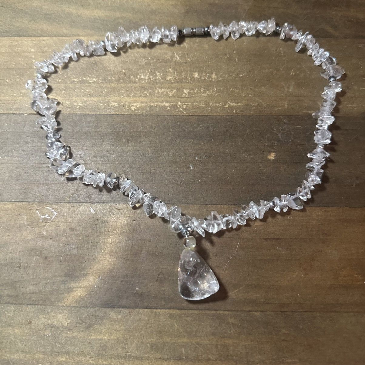 Vintage Vintage clear glass bead chip pendant necklace Size ONE SIZE - 2 Thumbnail
