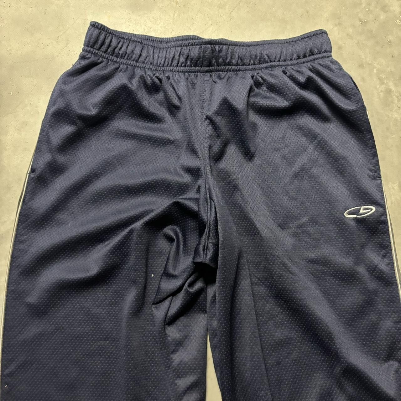 Japanese Brand × Vintage Crazy Vintage Y2K/2000s Navy Blue Striped Drill Essential Track Pants! Size US 28 / EU 44 - 3 Thumbnail