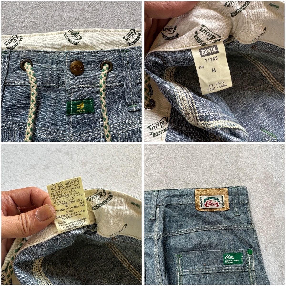 Edwin 712RS Vintage EDWIN TOKYO-JAPAN WorkWear Roll Ups Denim Pant Size US 33 - 18 Thumbnail