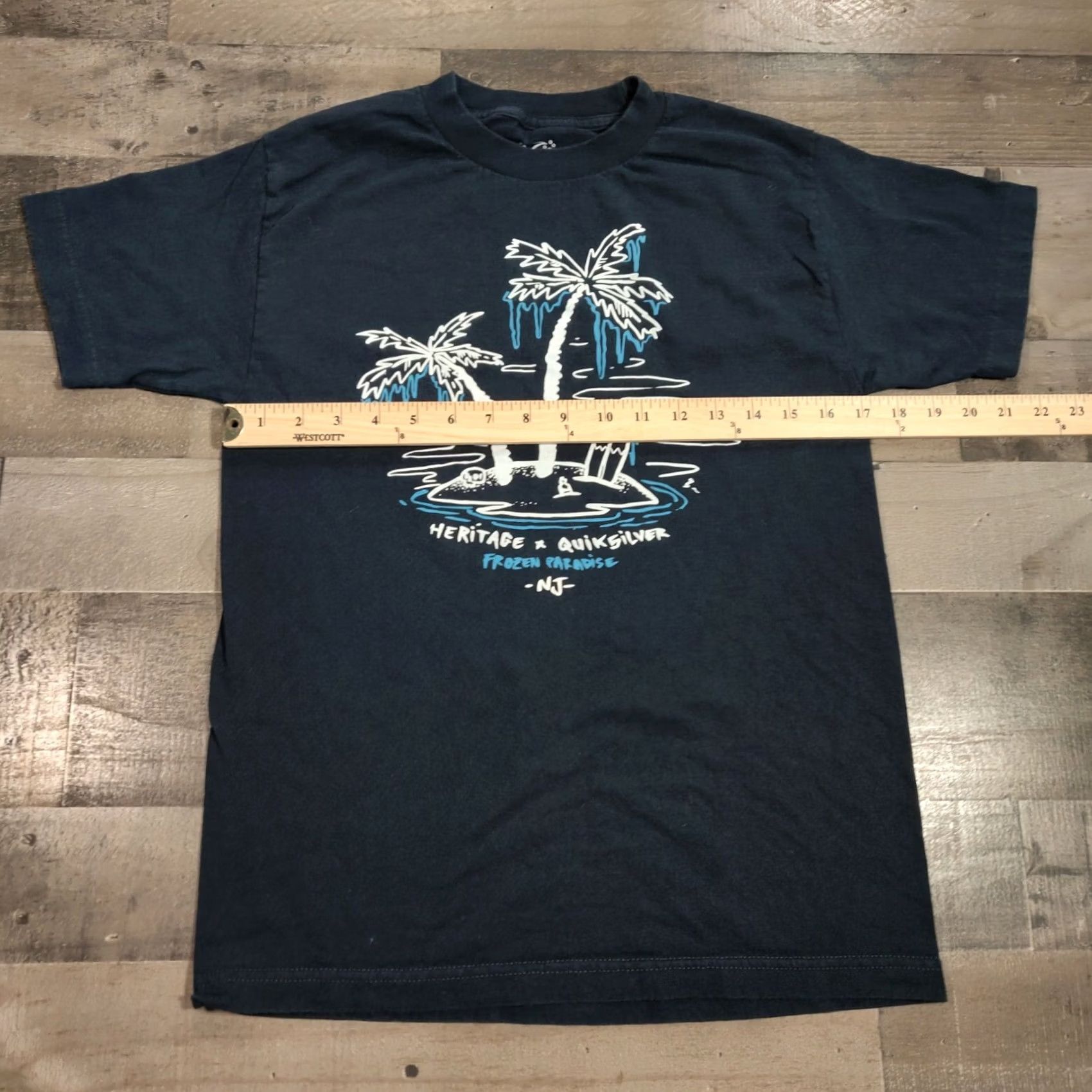 Quiksilver Quiksilver T-Shirt Mens S Small Blue Heritage Frozen Paradise Modern Fit Casual Crew Neck Short Sleeve Cotton Solid Logo Print Size US S / EU 44-46 / 1 - 4 Thumbnail