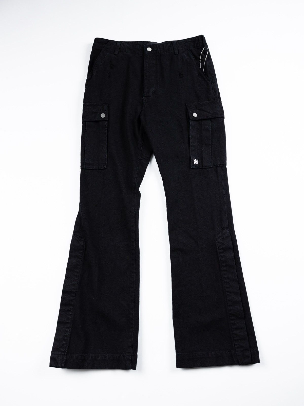 image of Amiri M65 Cargo Kick Flare Denim in Black, Men's (Size 31)