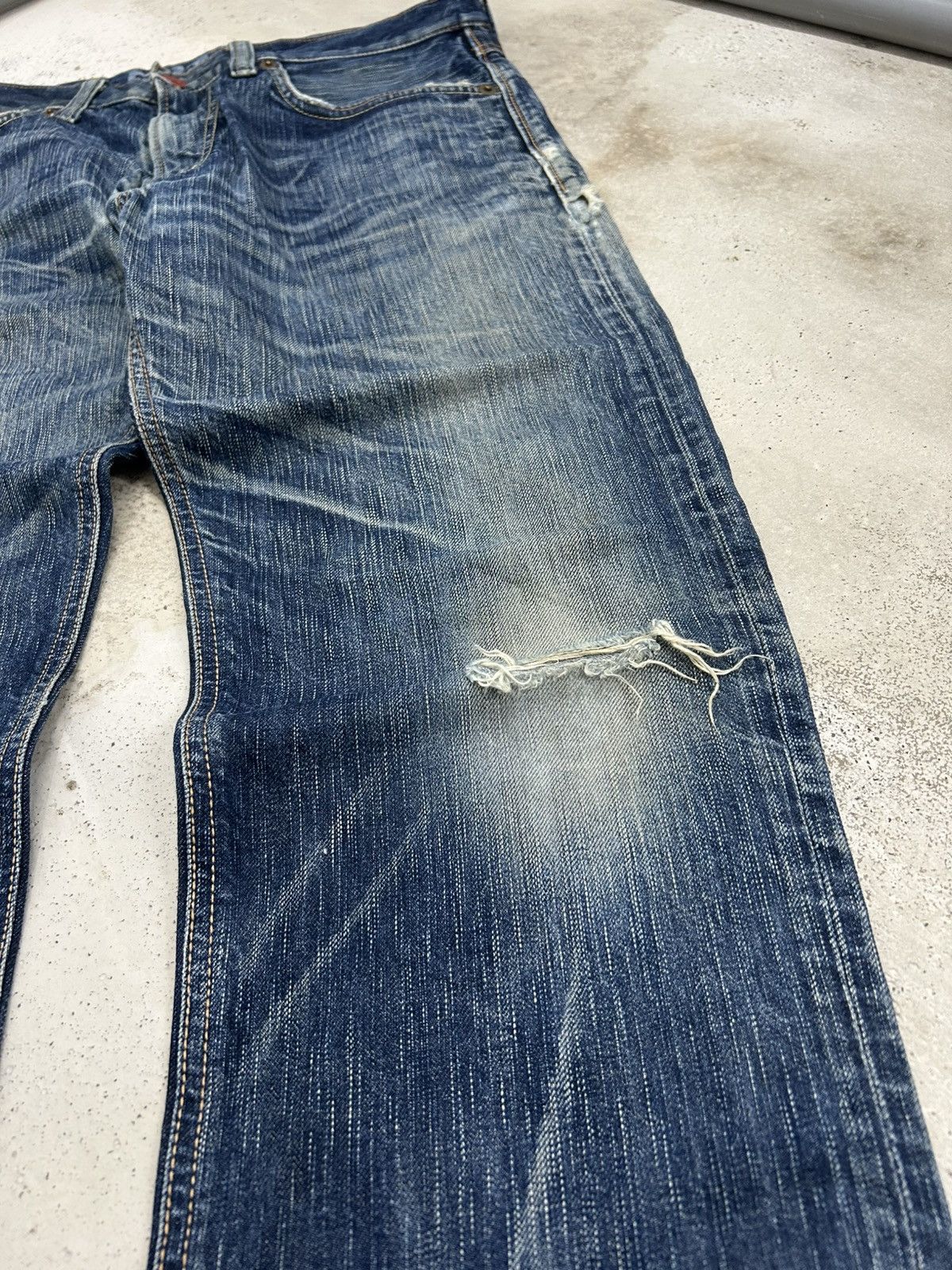 Le Grande Bleu (L.G.B.) Vintage Edwin Japan 503 Blue Trip Slim Whisker Washed Size US 32 / EU 48 - 6 Thumbnail