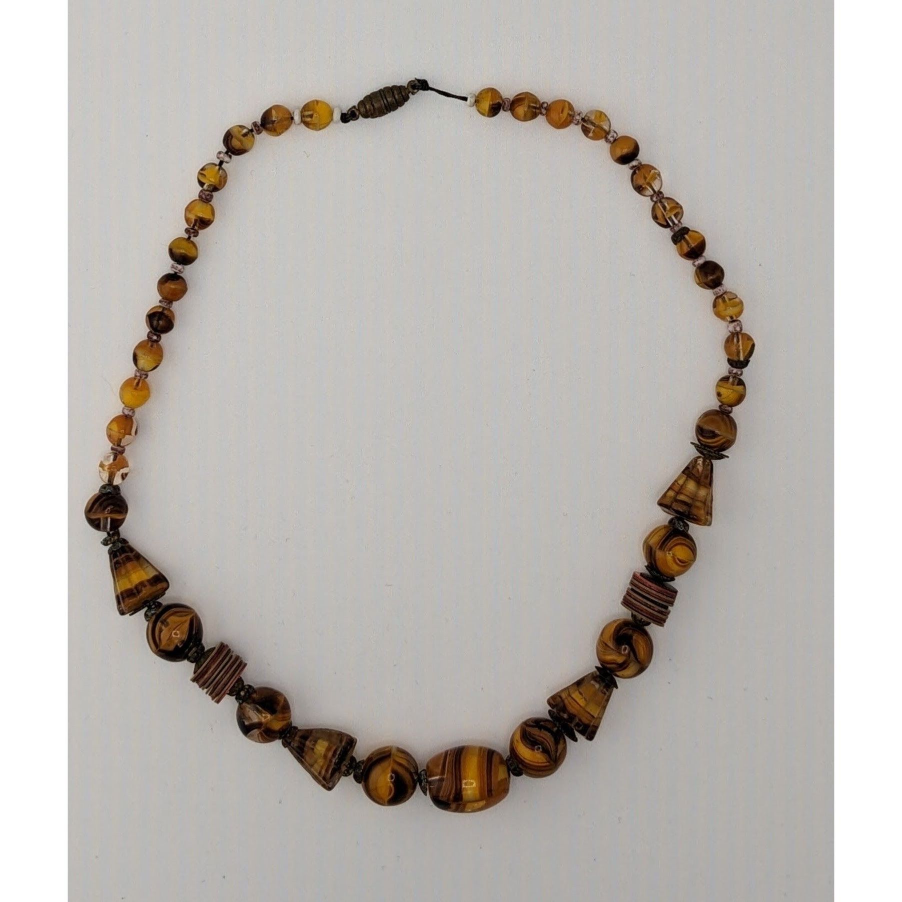Other Vintage Marbled Glass Necklace In Honey And Earth Tones Size ONE SIZE - 6 Thumbnail