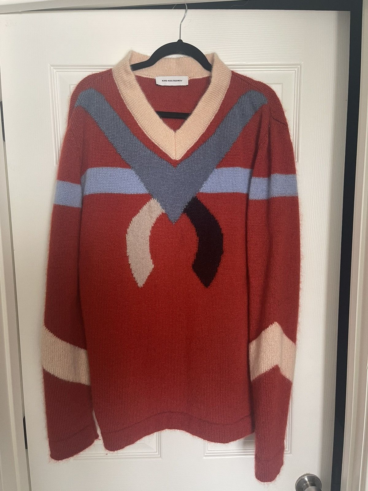 Kiko Kostadinov Nolan Intarsia Jumper Arc Sweater Clay Red Size US M / EU 48-50 / 2 - 1 Thumbnail