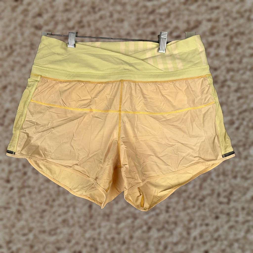 Lululemon Lululemon Shorts Womens 6 Yellow Striped Waist Running 3 Inseam Lined Athletic Size 28" / US 6 / IT 42 - 1 Thumbnail