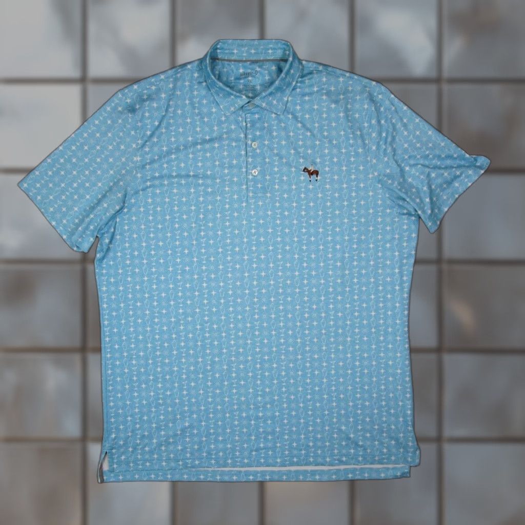 johnnie-O JOHNNIE-O Polo Shirt Men XL Blue Shaker Performance Horse Logo Embroidered on Sleeve Golf Polo Shirt Sports Logo for Golf Men XL Blue Size US XL / EU 56 / 4 - 1 Thumbnail