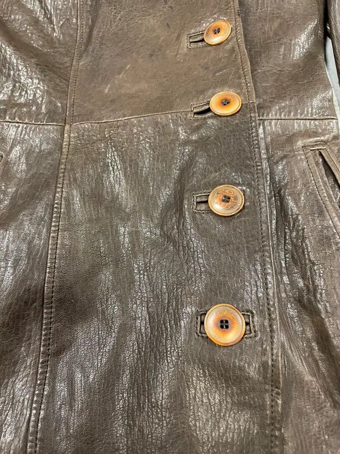 Vintage FW2003 Plein Sud Asymmetrical Avant-Gardist Leather Trench Jacket Size S / US 4 / IT 40 - 4 Thumbnail