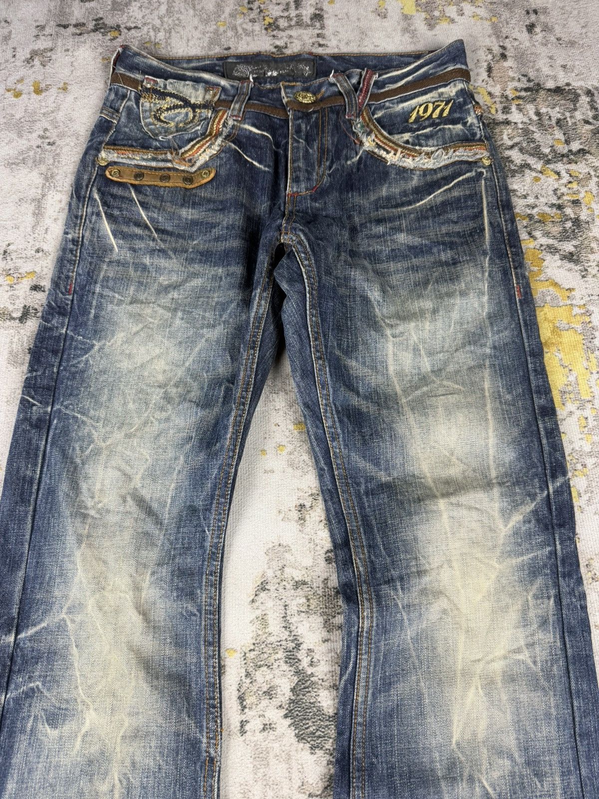 BUFFALO BOBS Flare Red Pepper Insane Mudwash Jeans Size US 30 / EU 46 - 4 Thumbnail