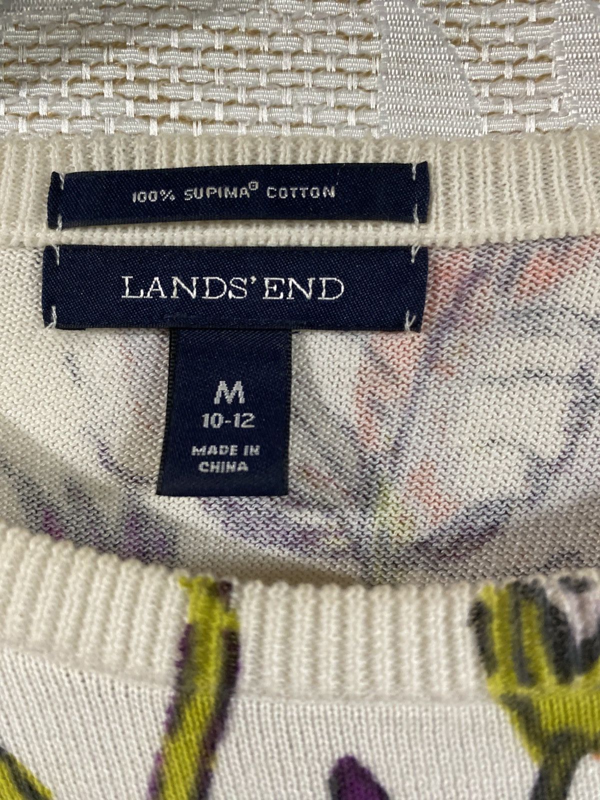 Lands' End Lands End Supima Cotton Watercolor Floral Sweater Medium Size M / US 6-8 / IT 42-44 - 3 Thumbnail