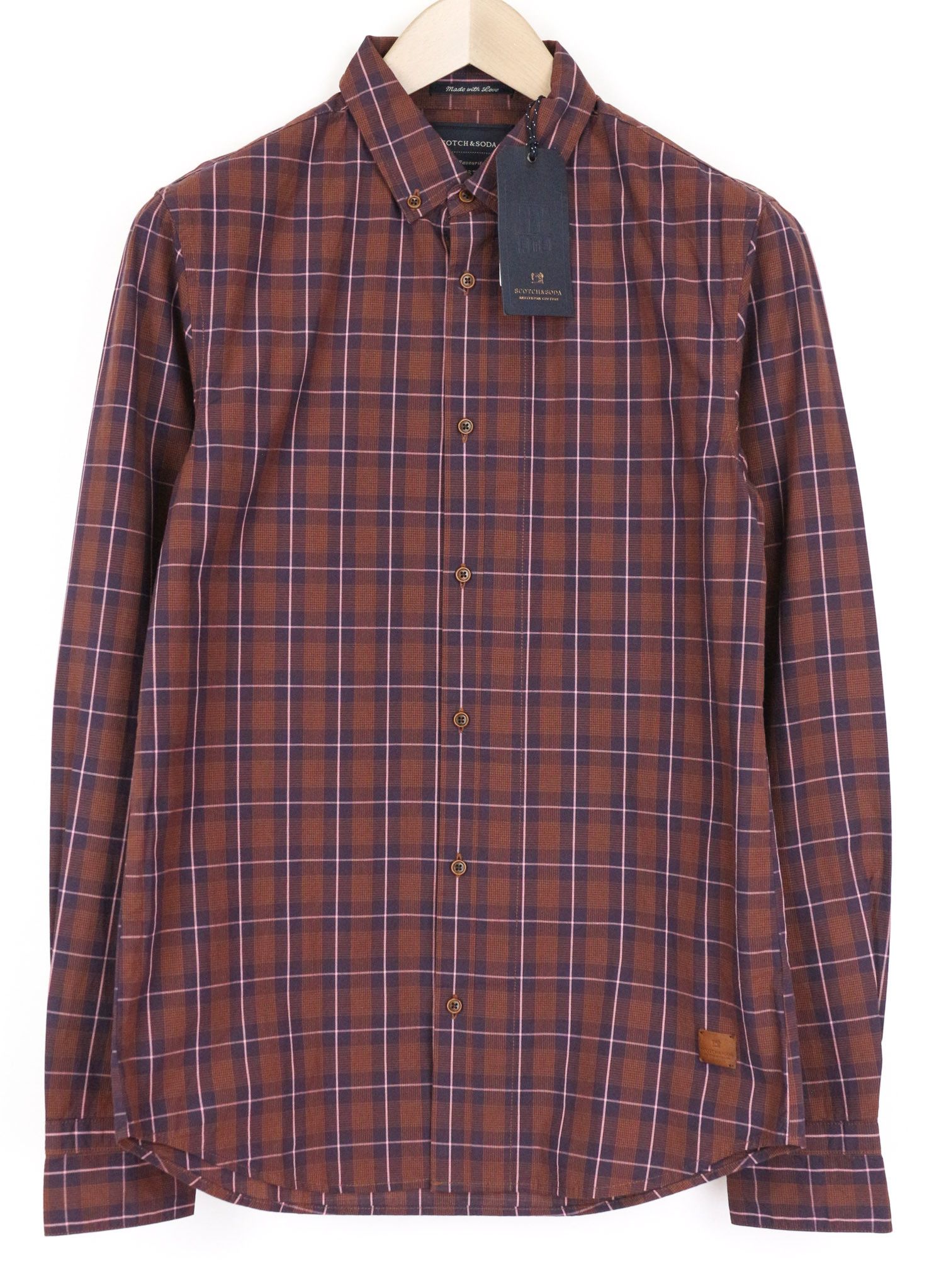 Scotch & Soda AMS COUTURE S Purple Checked Cotton Shirt 75814 Size US S / EU 44-46 / 1 - 1 Thumbnail