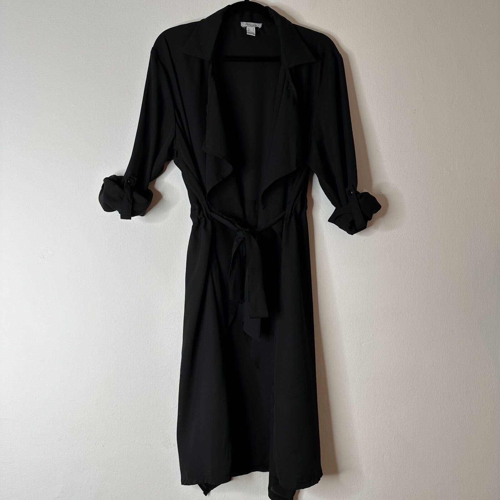 Other ReVamped Black Roll Tab Tie Waist Waterfall Neck Wrap Dress Size S / US 4 / IT 40 - 14 Thumbnail