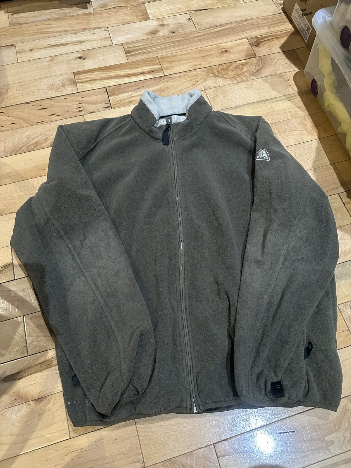 Nike ACG Vintage Olive Green Fleece Zip Up Jacket Size US XL / EU 56 / 4 - 1 Thumbnail