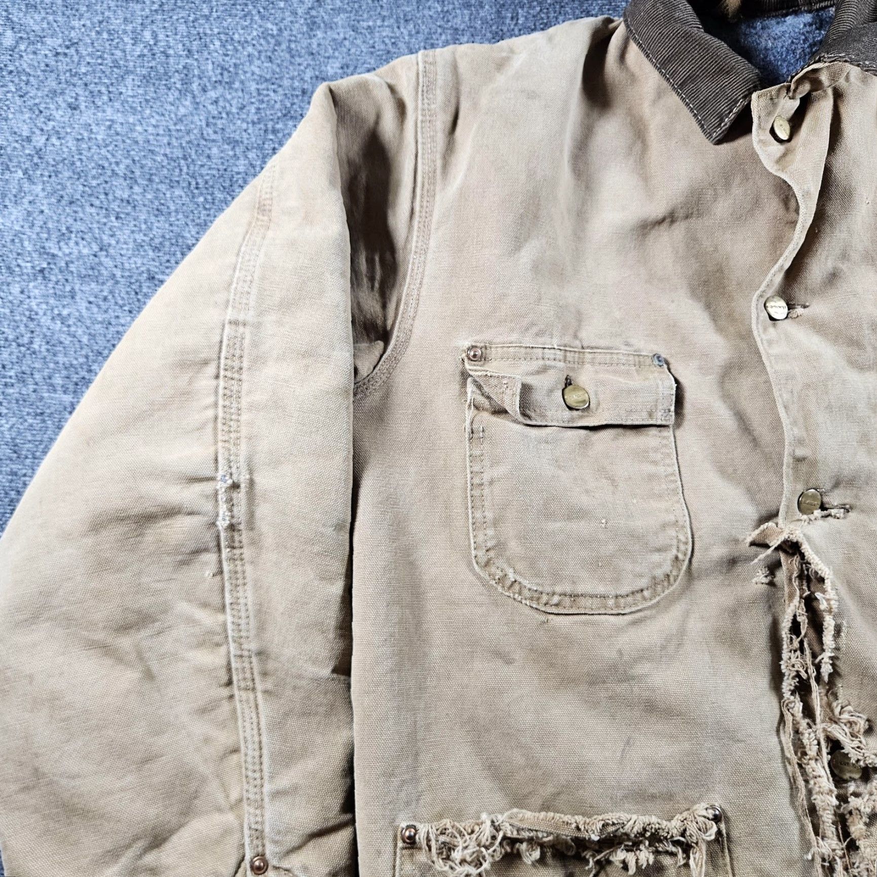 VINTAGE Carhartt Jacket Coat 42L Brown Duck Chore Insulated Lined 80s Workwear Mens Jacket