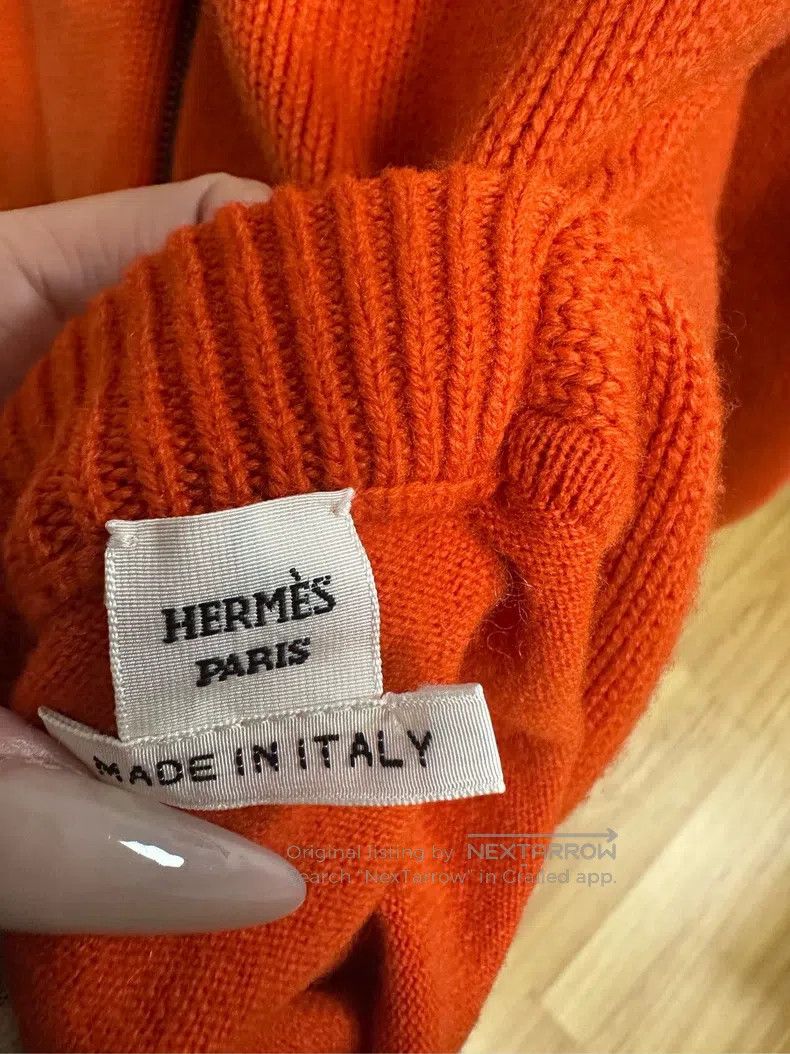 Hermes Hermes Hermes Orange Knit Sweater Jacket Size XXS / US 00 / IT 34 - 3 Thumbnail