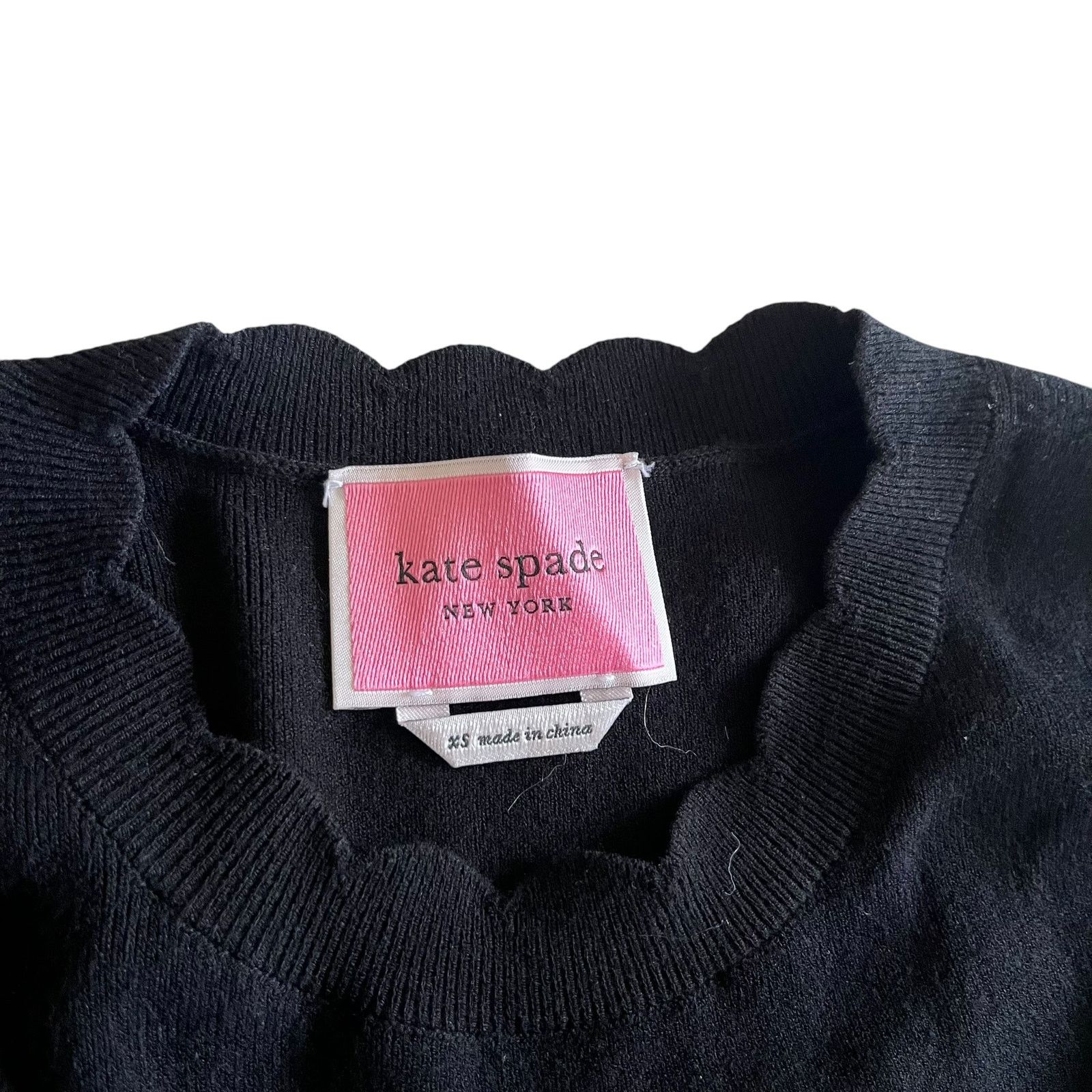 Kate Spade Kate Spade Black Pleated Scalloped Knit Sweater Midi Dress Size XS / US 0-2 / IT 36-38 - 3 Thumbnail