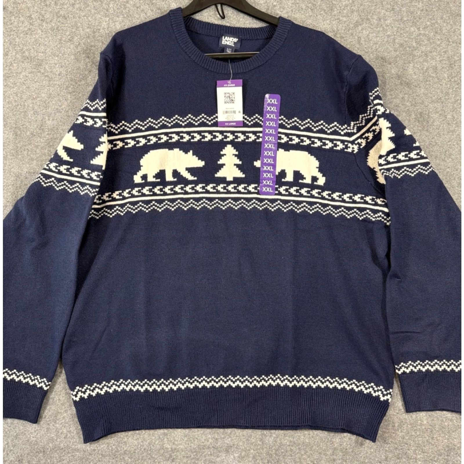 Lands' End Lands' End Sweater Mens 2XL Blue Fair Isle Stretch Polar Bear Pullover Crew Neck NWT Holiday Long Sleeve Christmas Winter Casual Mens Size US XXL / EU 58 / 5 - 2 Thumbnail