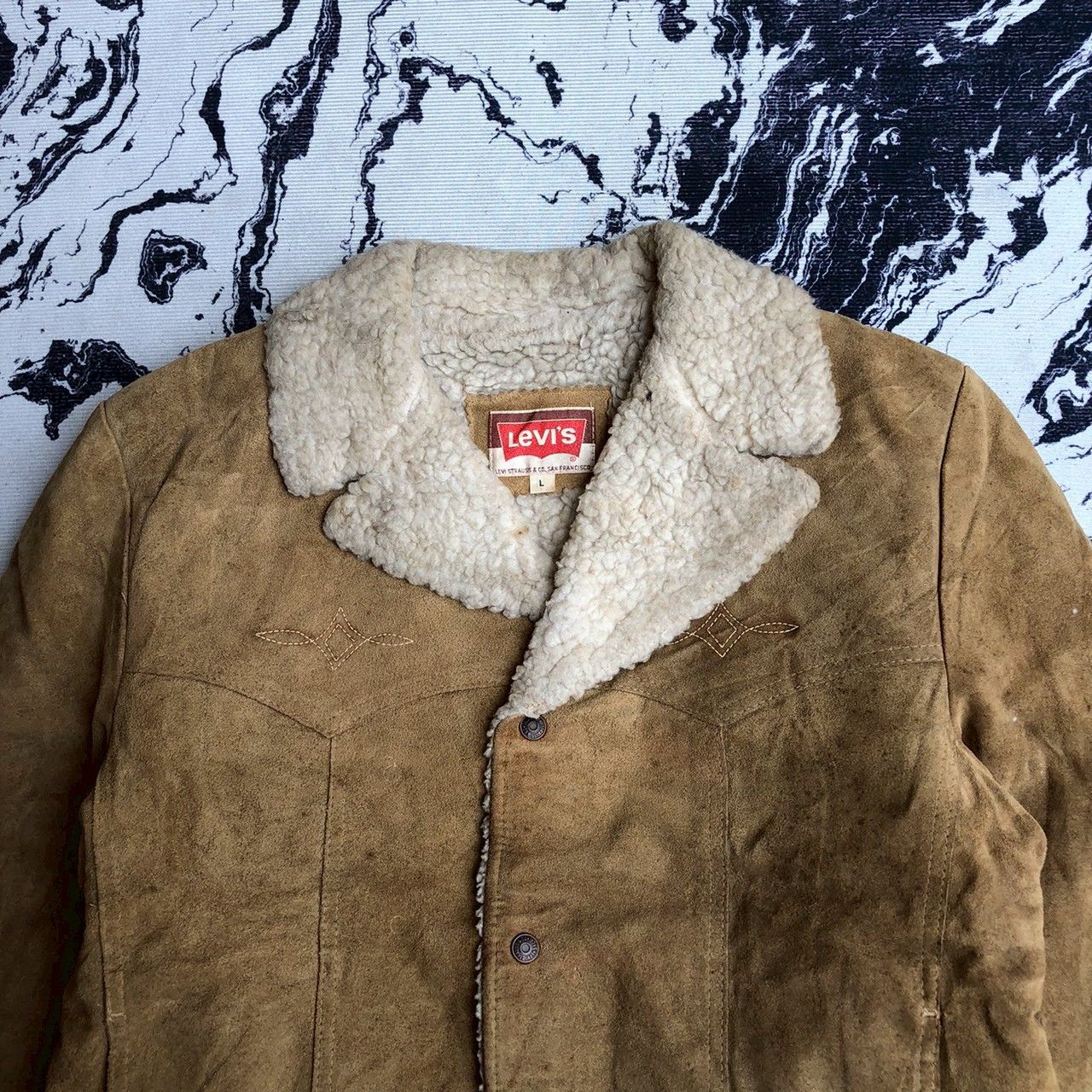 Levi's Extremely RARE Vintage Levis 60s Suede Leather Sherpa Jacket Size US L / EU 52-54 / 3 - 2 Thumbnail