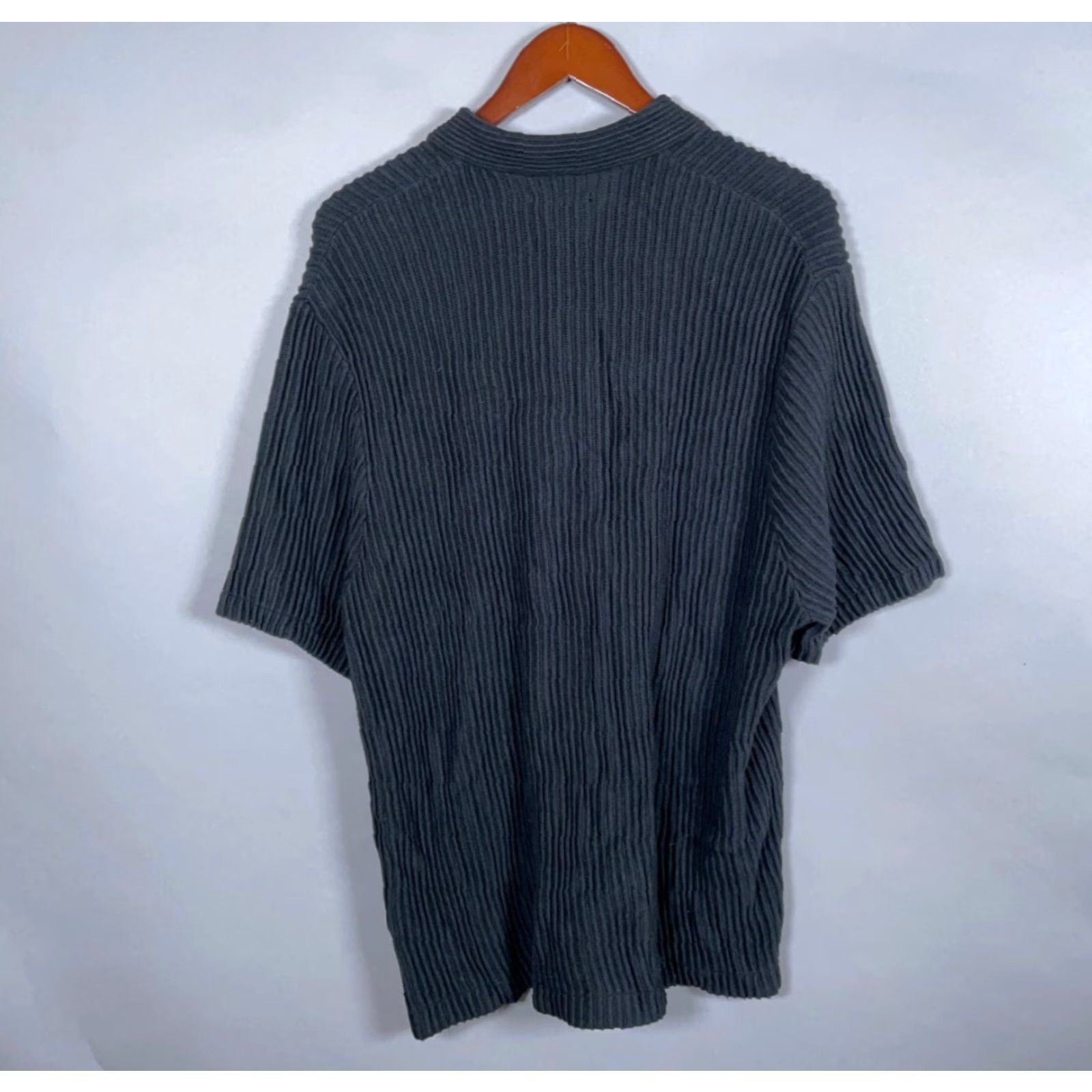 Abercrombie & Fitch Abercrombie & Fitch Knit Short Sleeve Shirt Men XL Black Preppy Retro Button-Up Collared Cotton Nylon Viscose Size US XL / EU 56 / 4 - 2 Thumbnail