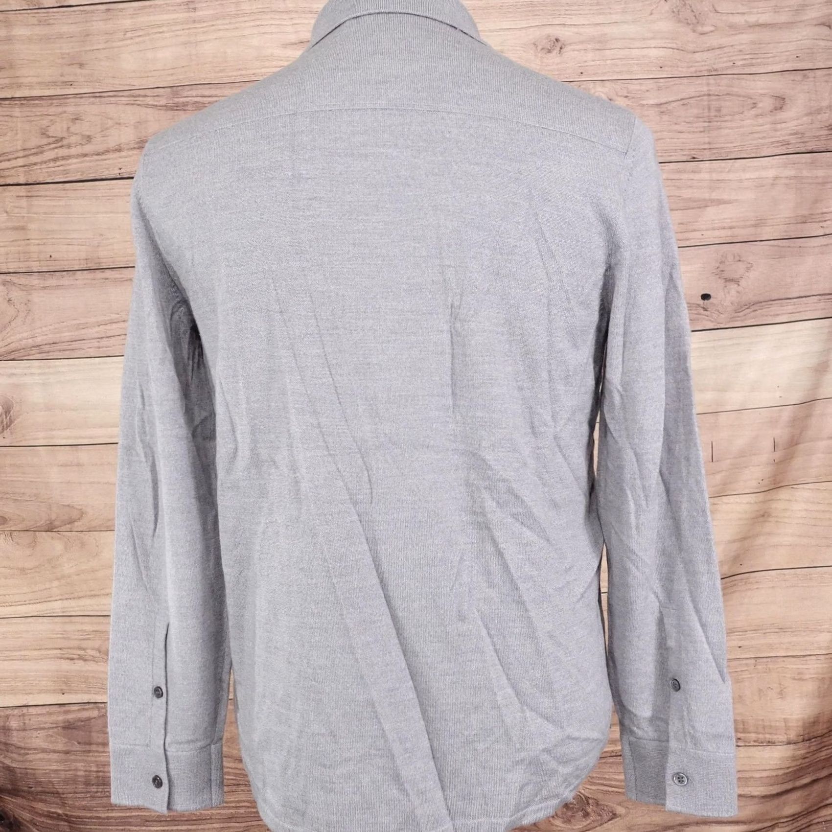 Theory Theory Mens Medium Gray Merino Wool Button-Up Long Sleeve Shirt Size US M / EU 48-50 / 2 - 4 Thumbnail