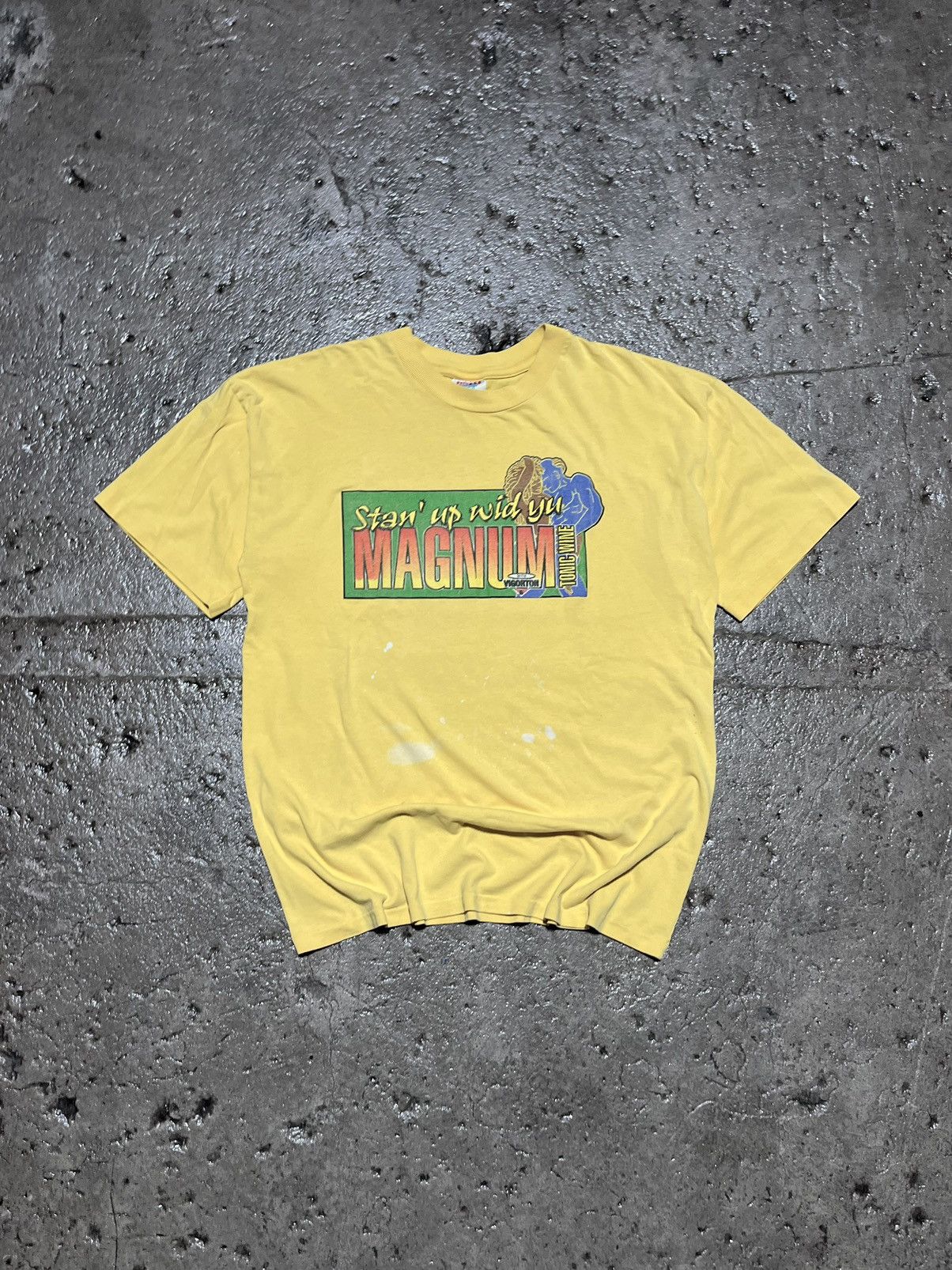 image of Humor x Vintage Crazy Vintage Magnum Sex Pornstar Parody Tee 90's in Yellow, Men's (Size XL)