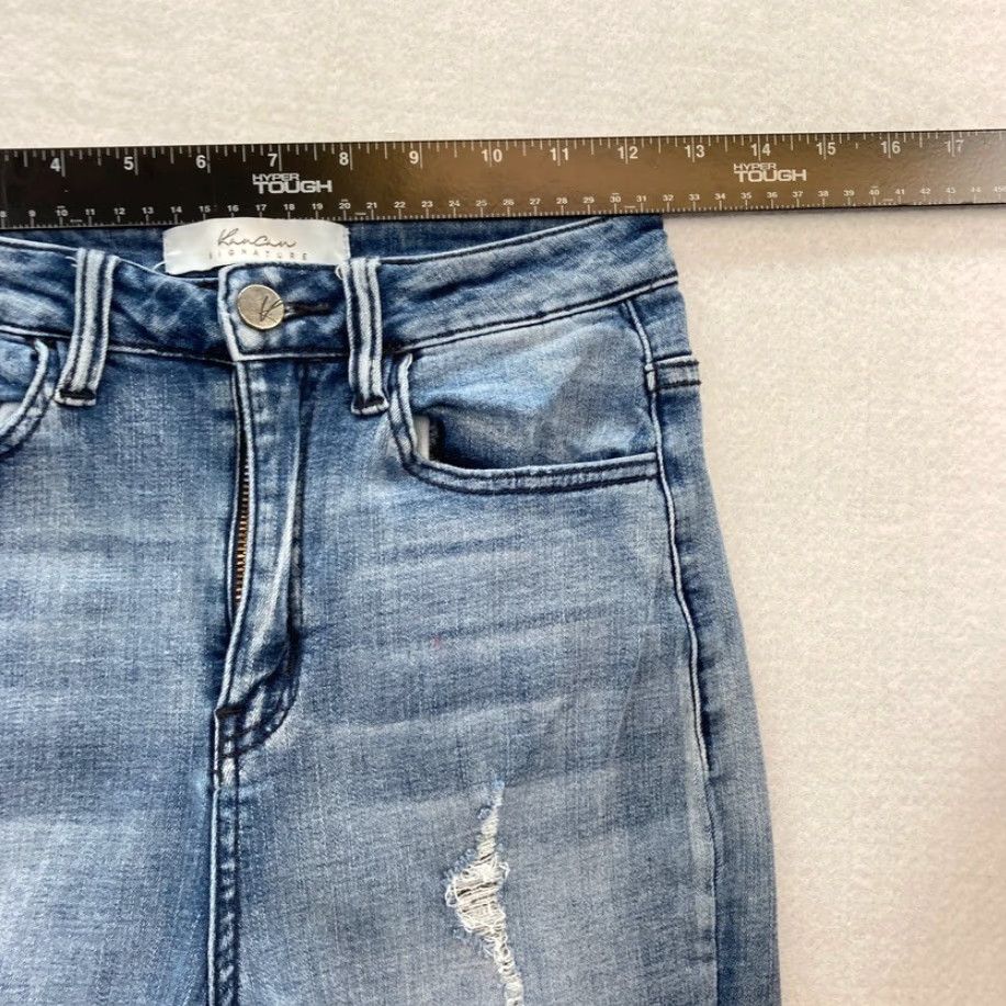 Vintage KanCan Jeans Women's 25 Light Wash Blue Stretch Denim Skinny Ankle Distressed Size 42" / US 20 - 7 Thumbnail
