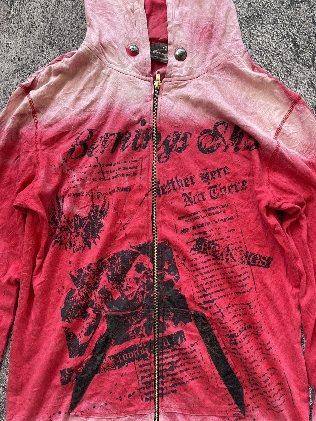 Japanese Brand Y2k Berning sho skull grunge poem zip hoodie Size US L / EU 52-54 / 3 - 3 Thumbnail