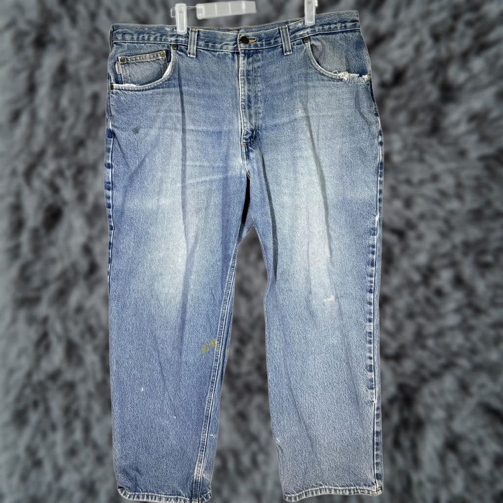 Carhartt VINTAGE Carhartt Jeans Mens 40x30 Blue Relaxed Fit Work Jeans Denim Pants 40x30 Mens Jeans Blue Carhartt Workwear Denim USA 90s Mens Size US 40 / EU 56 - 1 Thumbnail