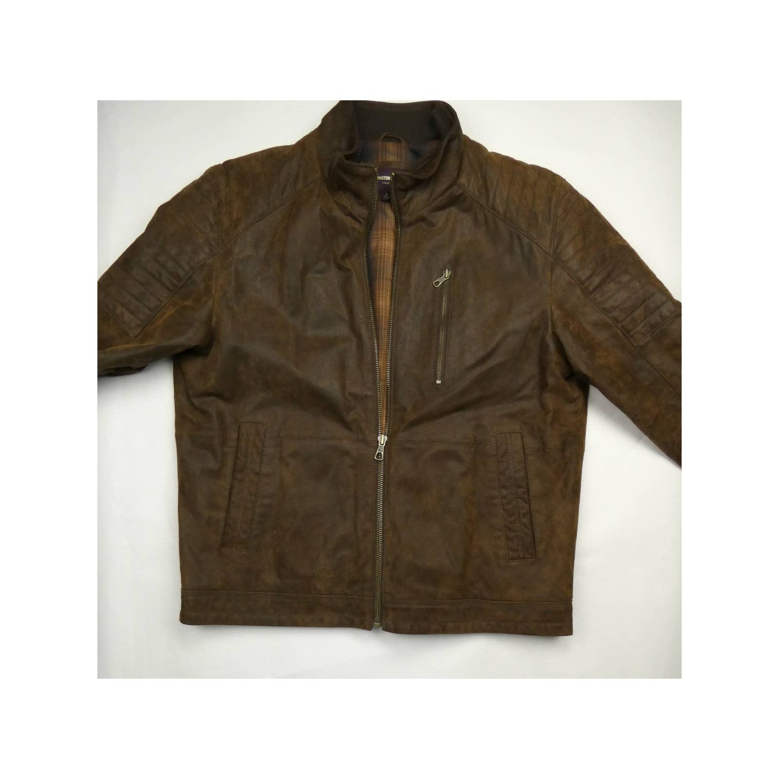 Johnston & Murphy Johnston & Murphy 100% leather flannel lined coat ...