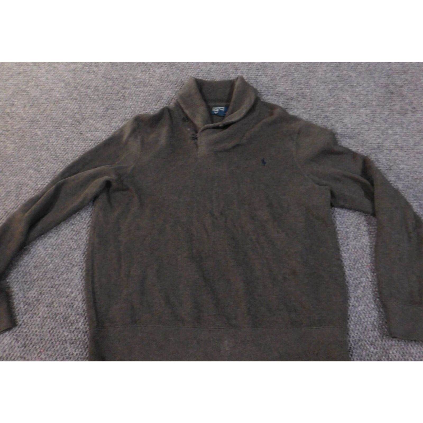 Polo Ralph Lauren Polo Ralph Lauren Sweater Mens XL Gray Knit Cotton Pullover Button Neck High Knit Solid Size US XL / EU 56 / 4 - 2 Thumbnail