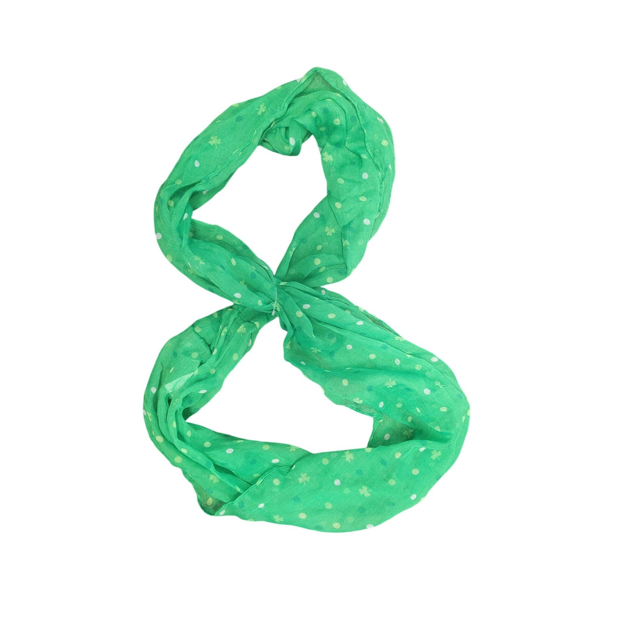 Other Green Infinity Scarf With White Polka Dots & Floral Pattern Size ONE SIZE - 1 Thumbnail