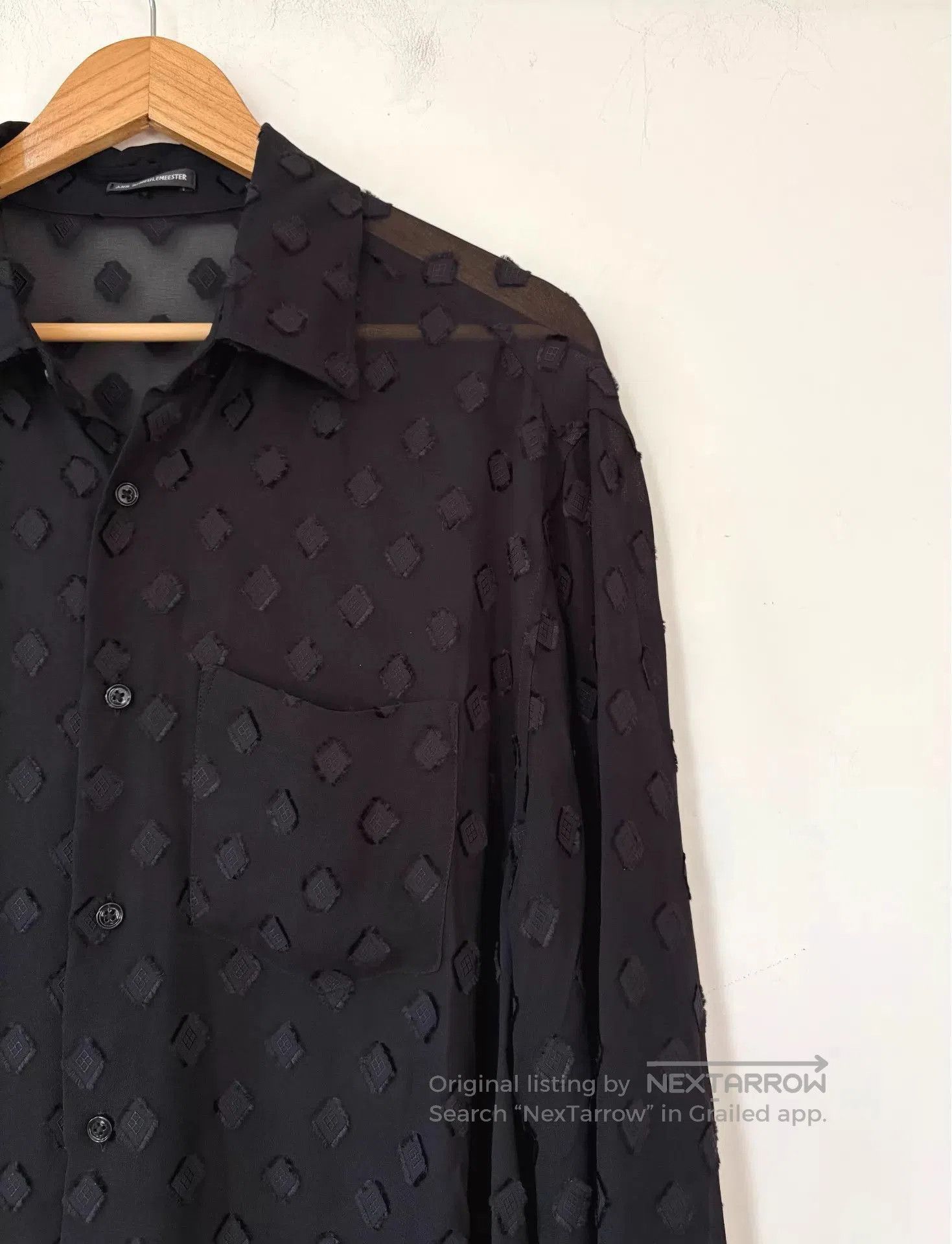 Ann Demeulemeester Black Patterned Long Sleeve Button. Size US M / EU 48-50 / 2 - 6 Thumbnail
