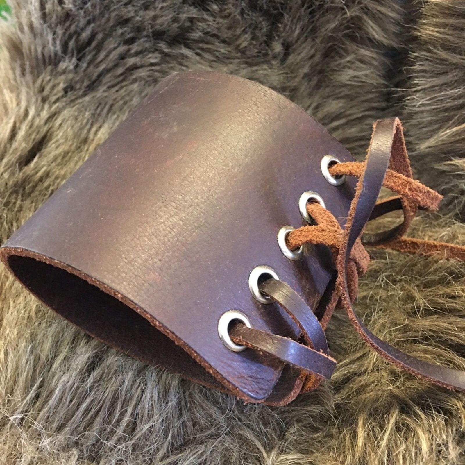 Vintage Vintage Napoli brown leather wide cuff bracelet Size ONE SIZE - 5 Thumbnail