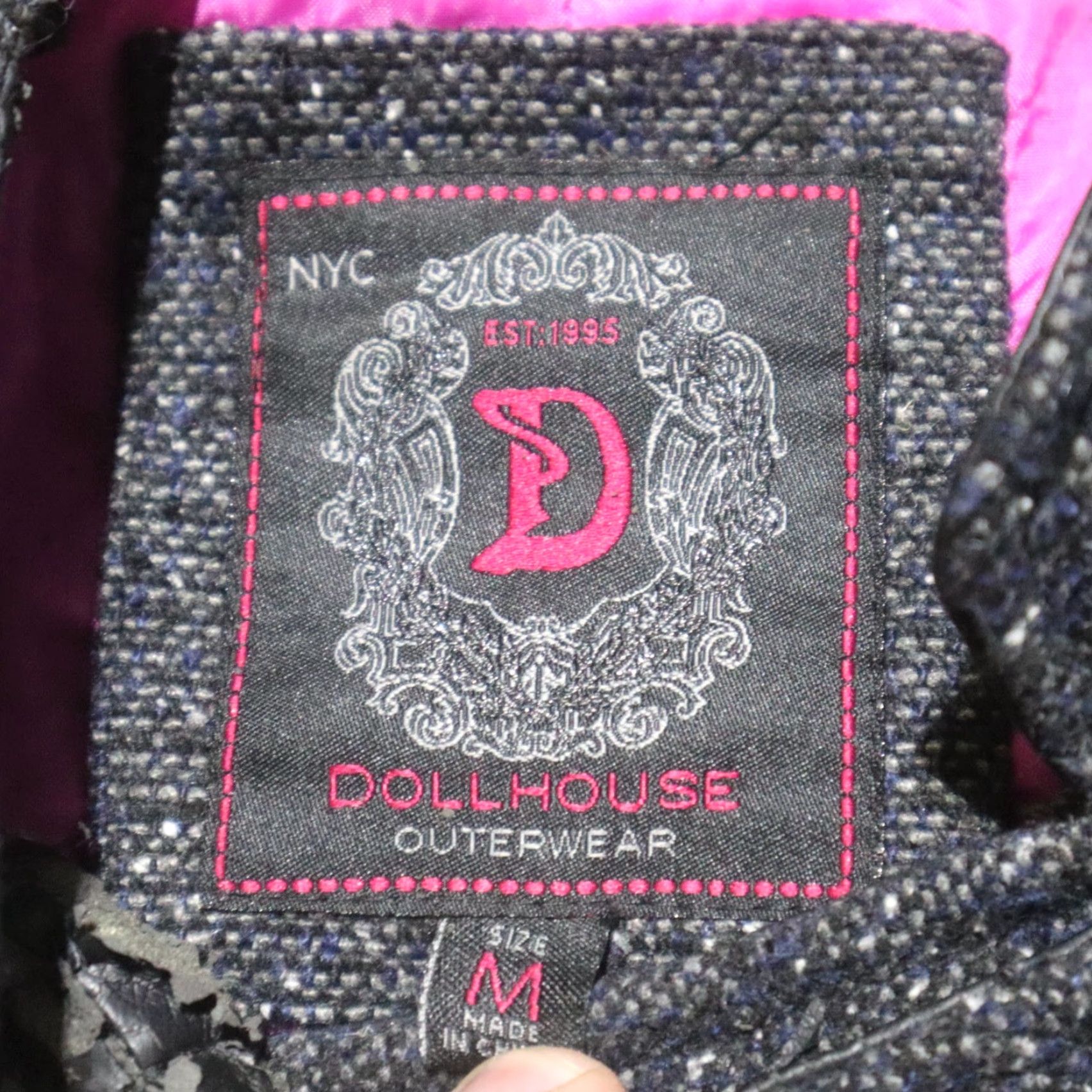 Vintage DollHouse Jacket Black Gray Adult Women's M Medium Clothes Shirt Motorcycle Theme Pockets Lightweight All Seasons Fall Winter Spring Women Size M / US 6-8 / IT 42-44 - 3 Thumbnail