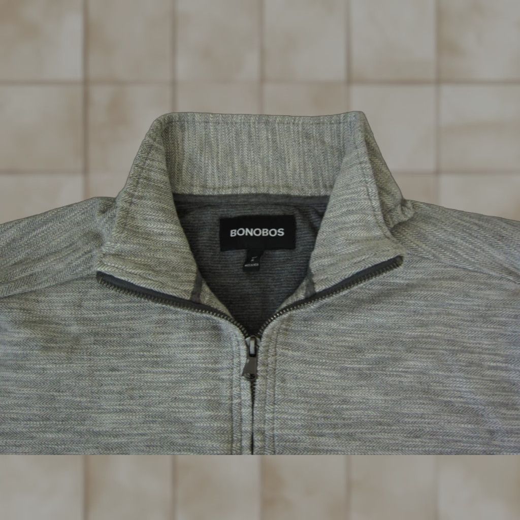 Bonobos Bonobos Sweater Mens Adult Medium Gray Full Zip Up Cotton Polyester Fleece Slim Knit High Neck Casual Fall Winter M Size US M / EU 48-50 / 2 - 1 Thumbnail