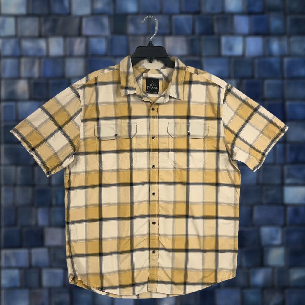 Prana prAna Shirt Mens XL Yellow Plaid Button-Up Short Sleeve Outdoor Hiking Gorp Camp Mens XL Yellow Plaid Button-Up Short Sleeve Outdoor Hiking Gorp Camp Size US XL / EU 56 / 4 - 1 Thumbnail