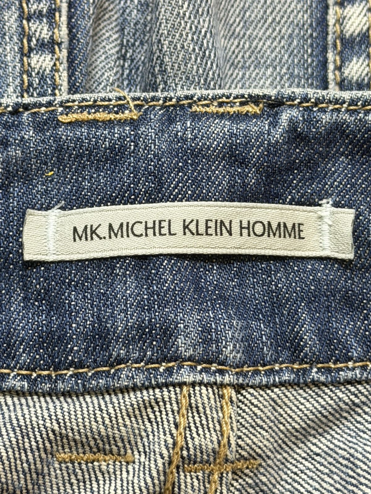 If Six Was Nine Vintage Michel Klein Blue Faded Wash Distress Wide Leg Flare Size US 30 / EU 46 - 9 Thumbnail