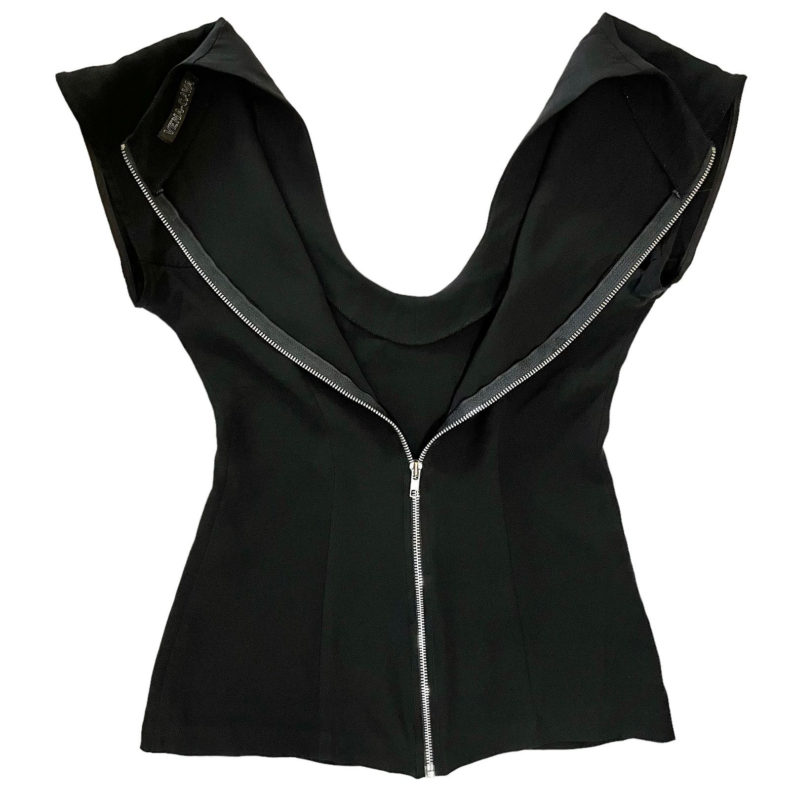 Other Vena Cava Black Scoop Neck Zip Back High-Low Fitted Top Size S / US 4 / IT 40 - 4 Thumbnail