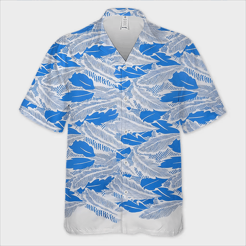 The Unbranded Brand × Vintage Blue Leaf Shirt, Short-sleeved cotton shirt Size US S / EU 44-46 / 1 - 2 Thumbnail
