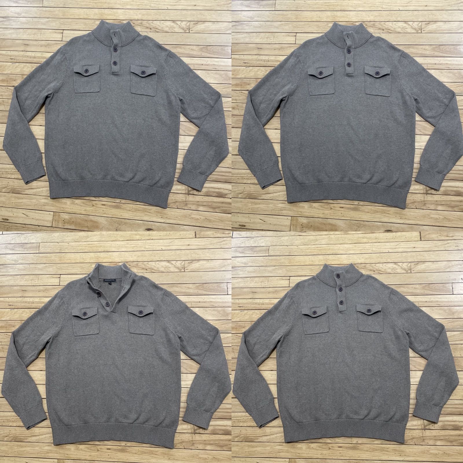 Banana Republic Banana Republic Sweater Men XL Military Henley Gray Brown Chunky-Knit Pullover Shirt Casual Size US XL / EU 56 / 4 - 11 Thumbnail