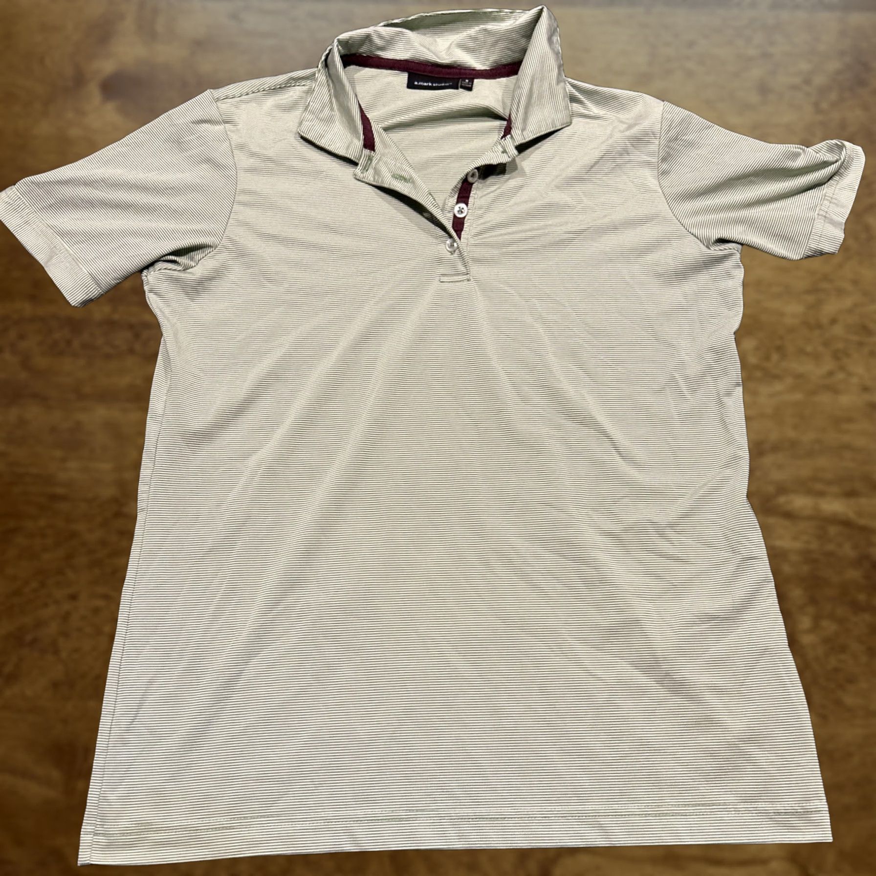 Vintage A. Mark Studio Green White Micro Striped Polo Golf Shirt Mens Size S A41 Size US S / EU 44-46 / 1 - 1 Thumbnail