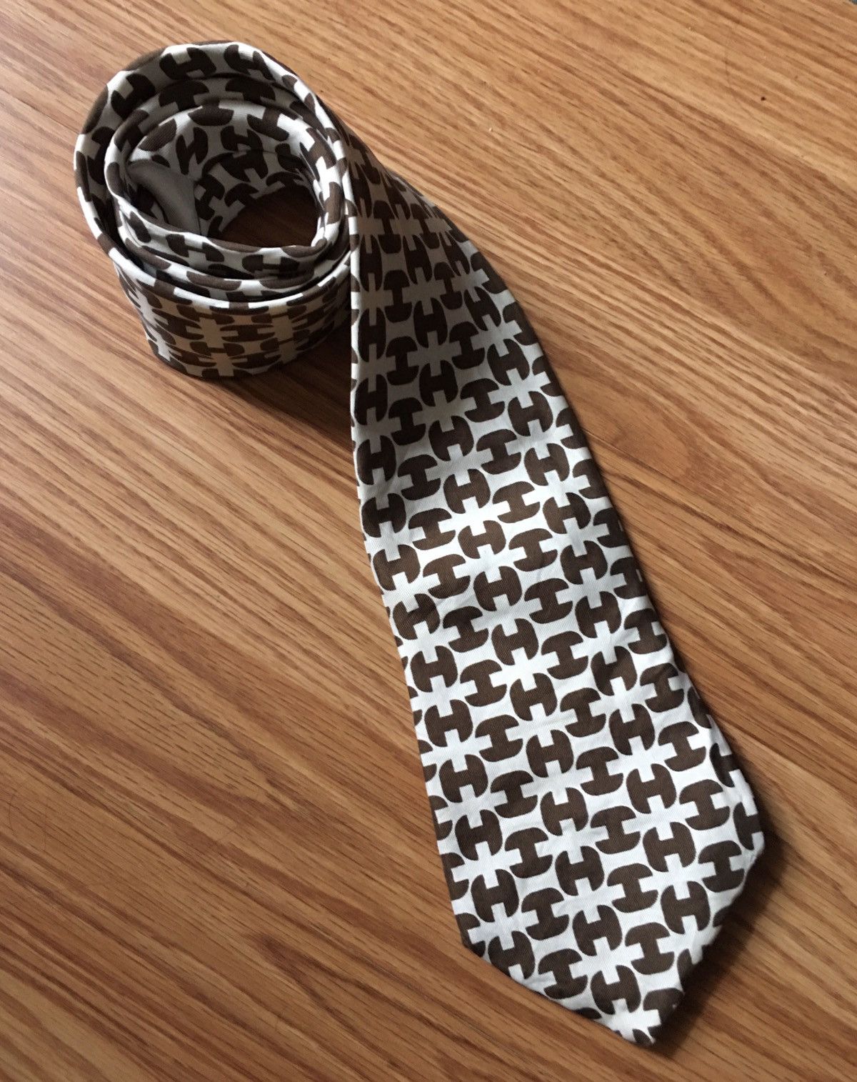 Hermes HERMES Paris Vintage Logo H Monogram 213 FA Silk Mens Tie Size ONE SIZE - 2 Thumbnail