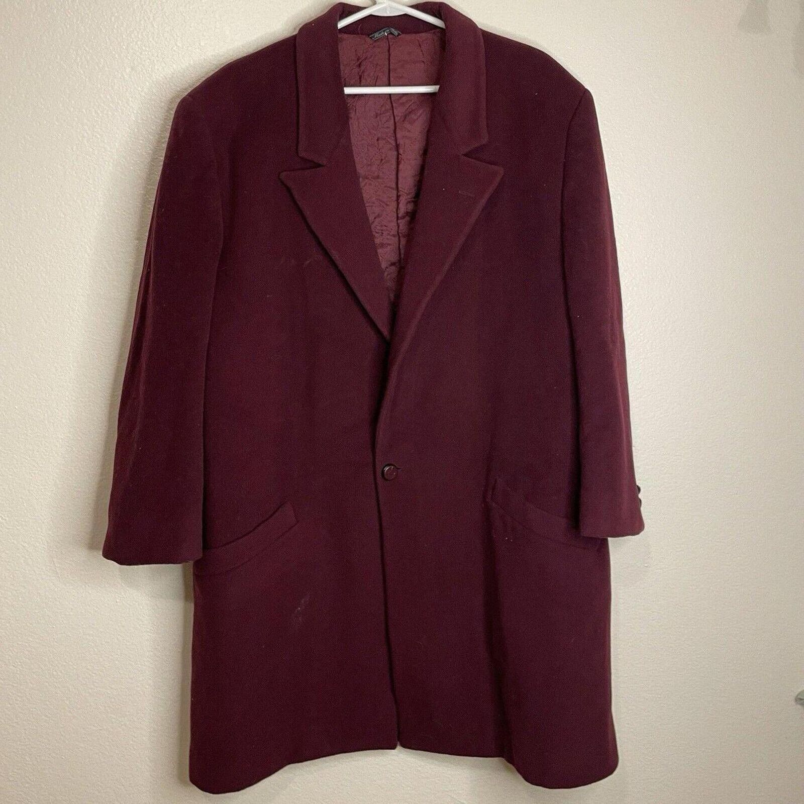 Versace Vintage Gianni Versace Mens Burgundy Wool Cashmere Peacoat L Size US L / EU 52-54 / 3 - 1 Thumbnail