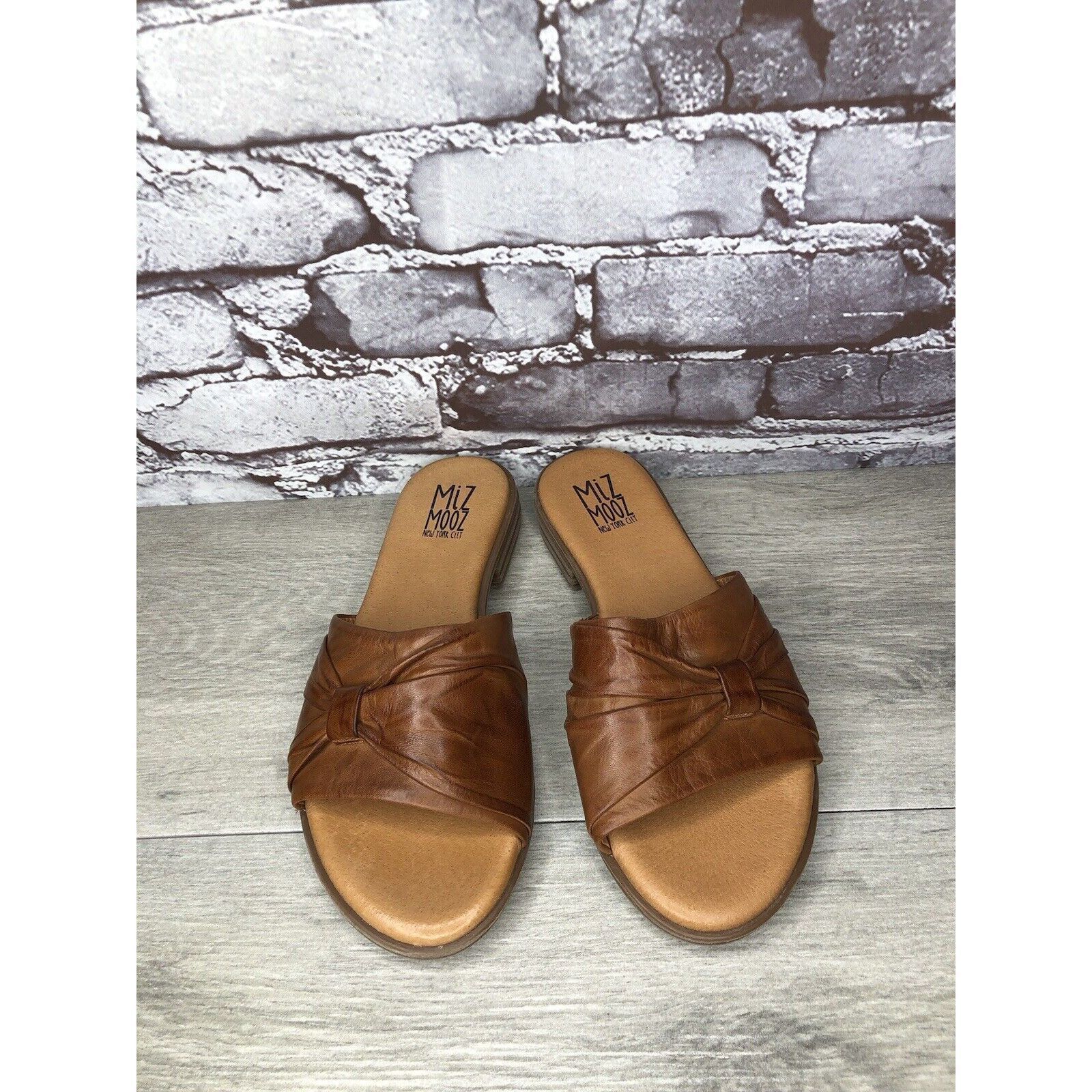 Other Miz Mooz Daisey Brown Leather Ruched Slides Heel Sandals Wom Size US 7.5 / IT 37.5 - 20 Thumbnail