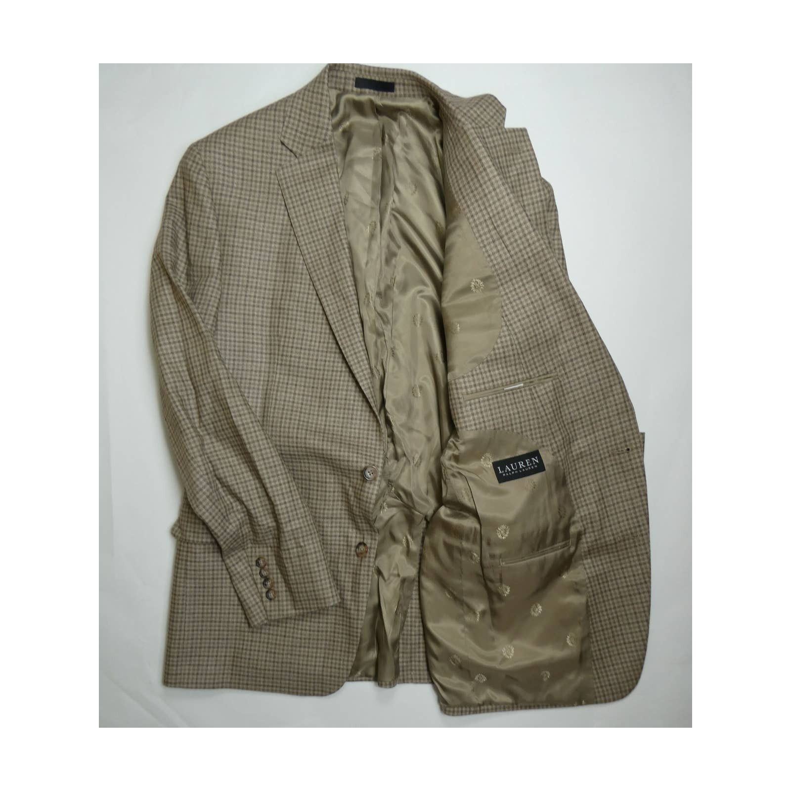 Lauren Ralph Lauren men's LAUREN RALPH LAUREN silk sport coat, tan, 44L, NEW Size 44L - 2 Thumbnail