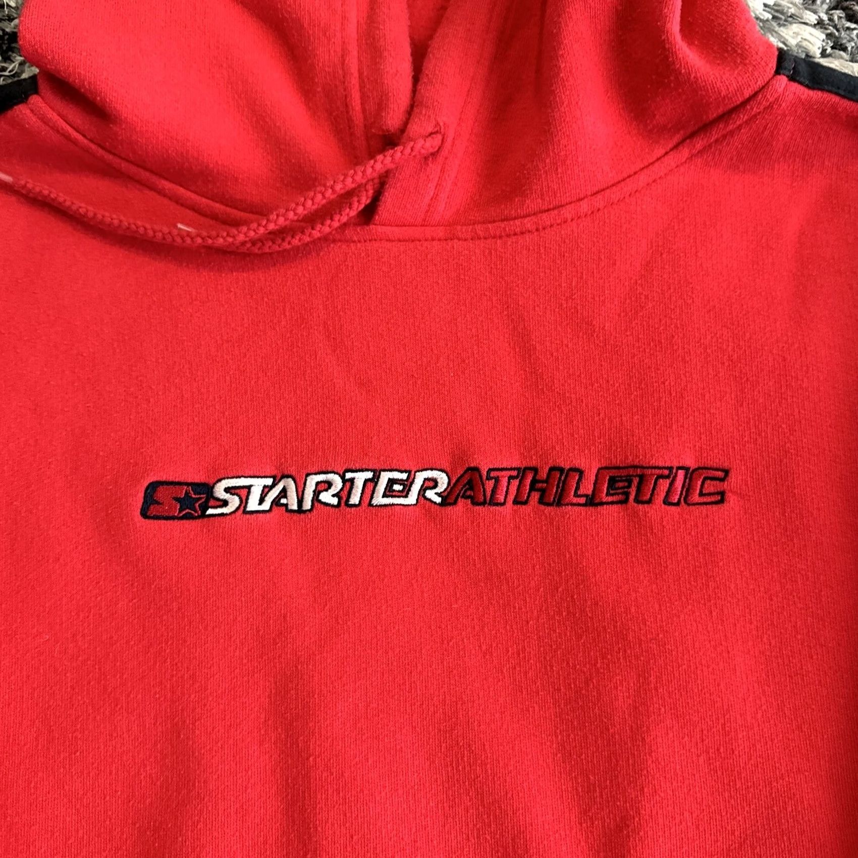 Starter VINTAGE 90s Starter Hoodie XL Mens Red Spell Out Pullover Hooded Pockets Size US XL / EU 56 / 4 - 3 Thumbnail