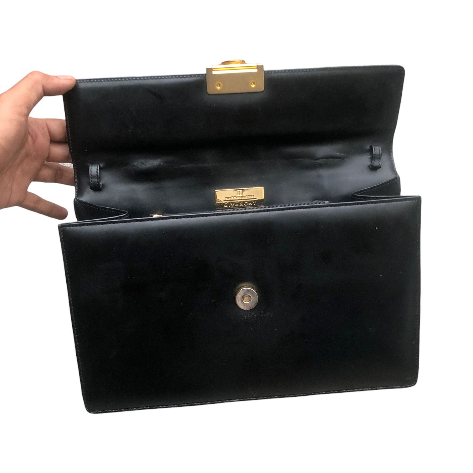 Givenchy 🔥Vintage GIVENCHY 4G Buckle Matte Black Top Handle Kelly Size ONE SIZE - 8 Thumbnail